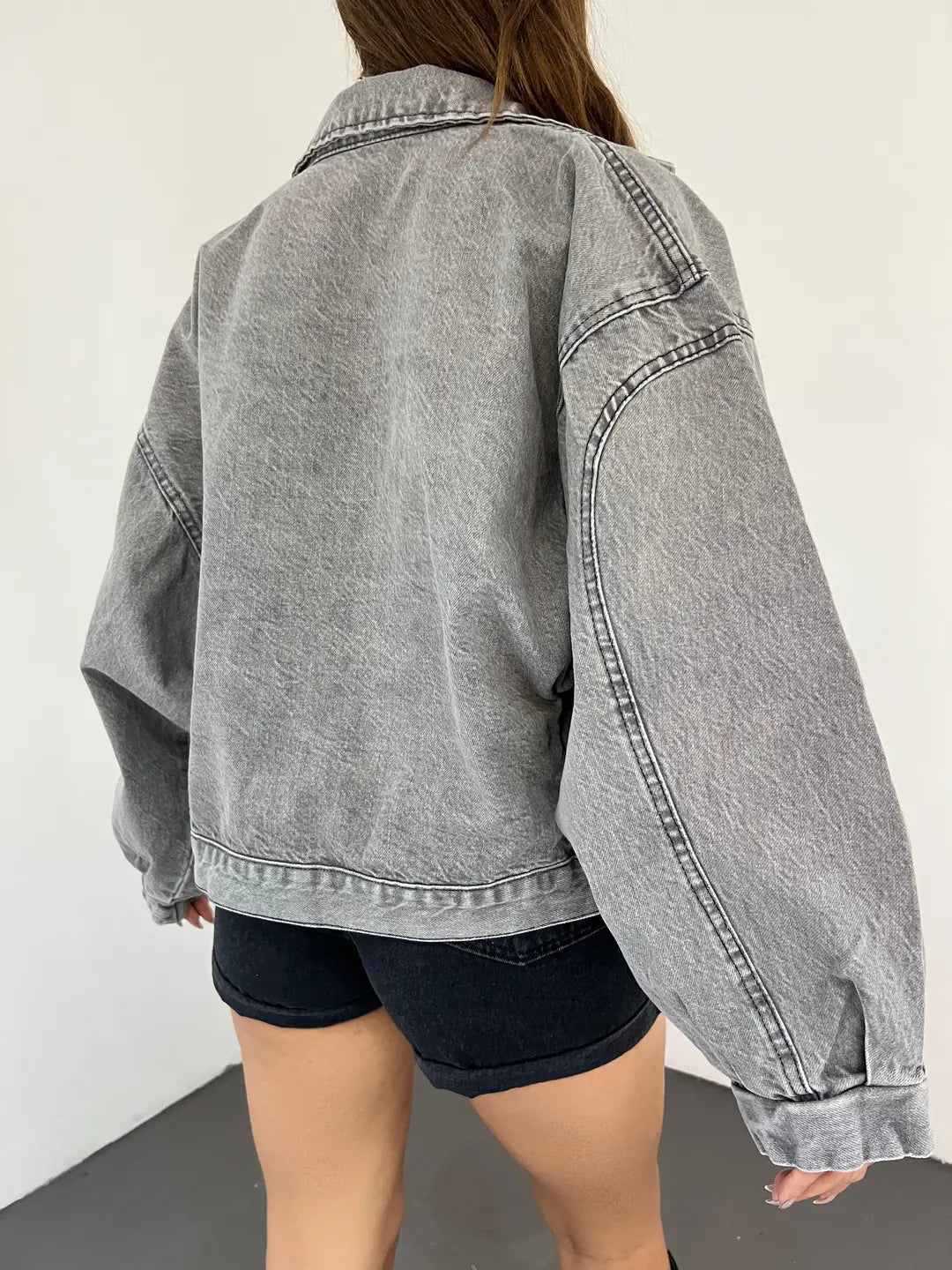 Balon Kol Oversize Denim Ceke