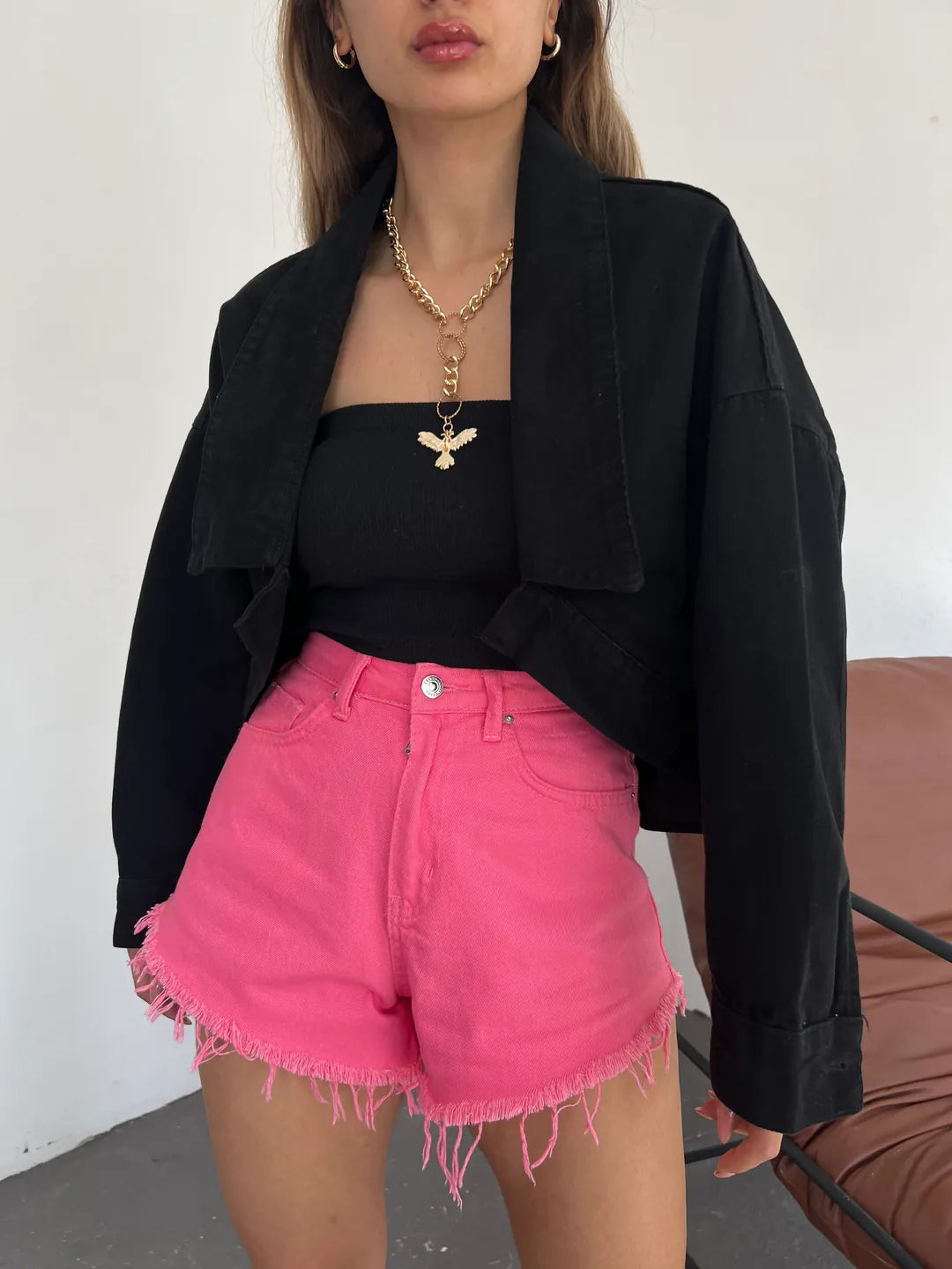 Yıkamalı Crop Bolero Ceket