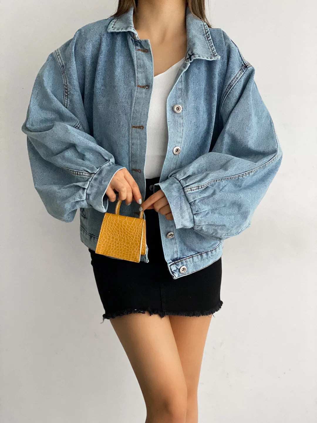 Balon Kol Oversize Denim Ceke