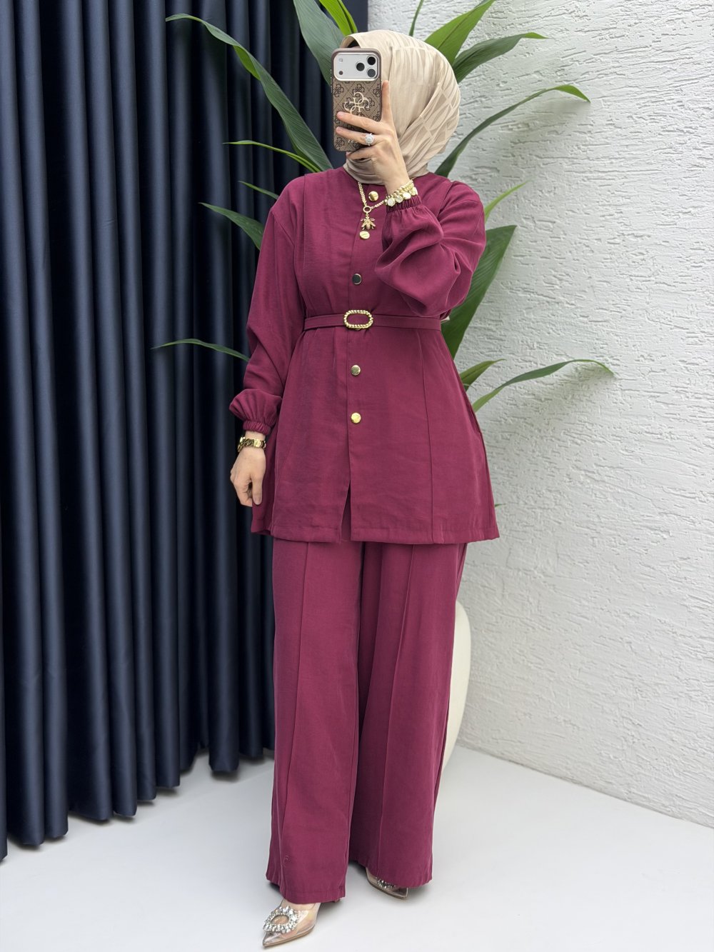 Firuze Pantolon Takım Vişne